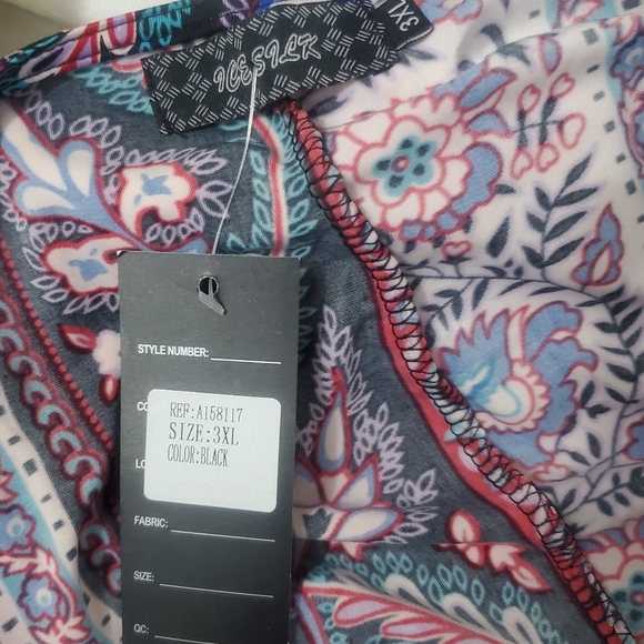 Sleeveless Top Shirt Dress, Assymetrical Hem, Multi Color 3X. - Picture 8 of 8